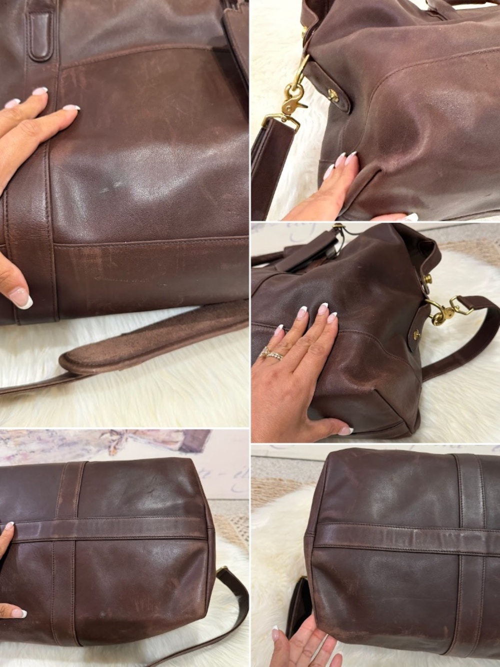 Vintage Coach Brown Leather Large Travel Weekender Duffle Bag Style 0502 - Picture 11 of 16